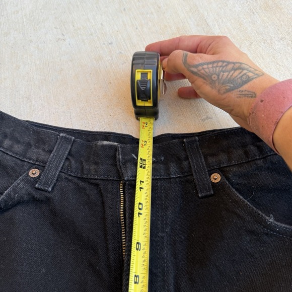 Vintage 1994 LEVIS 954‎ Denim Shorts Size 11 Orange Tab Cuffed Classic Black - Picture 7 of 9